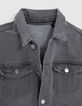 Boys&rsquo; grey waterless denim jacket with detachable hood-5
