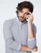 Polo gris punto piqué cuello camisero Hombre-1