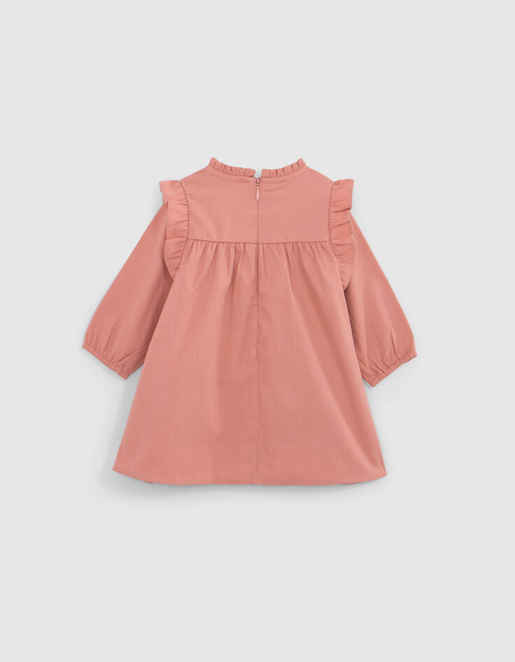 Rosa Kleid mit Ton-in-Ton-Stickerei Baby-Mädchen-2