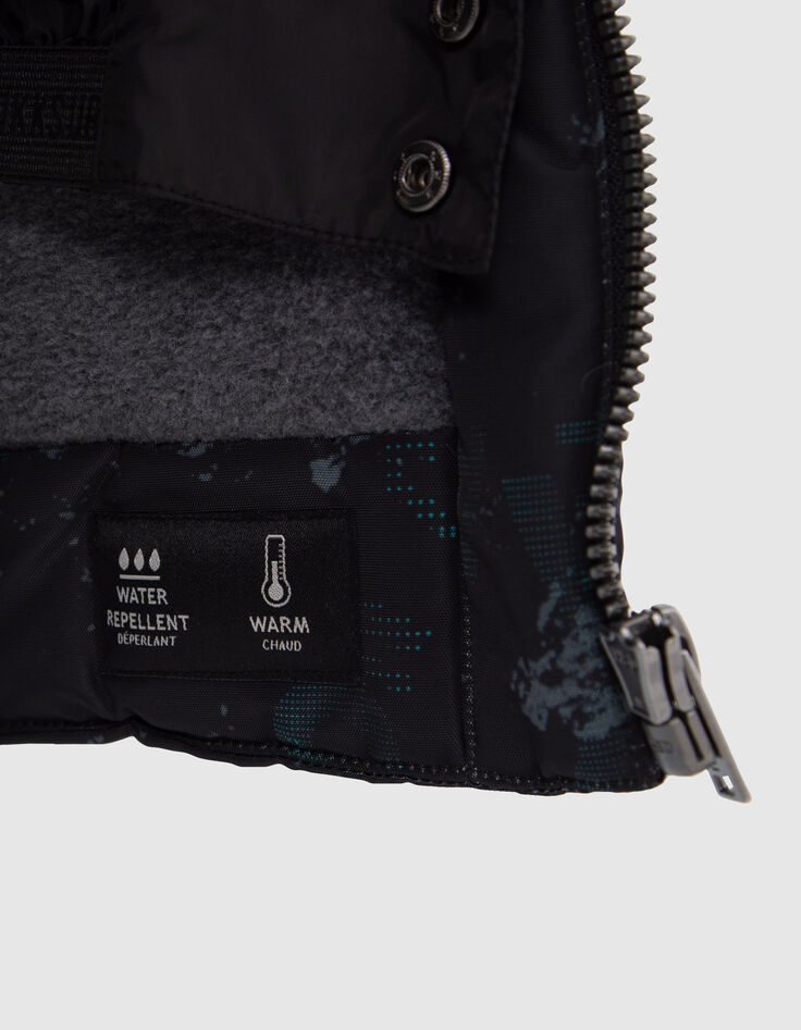 Parka negra estampado gráfico niño-5