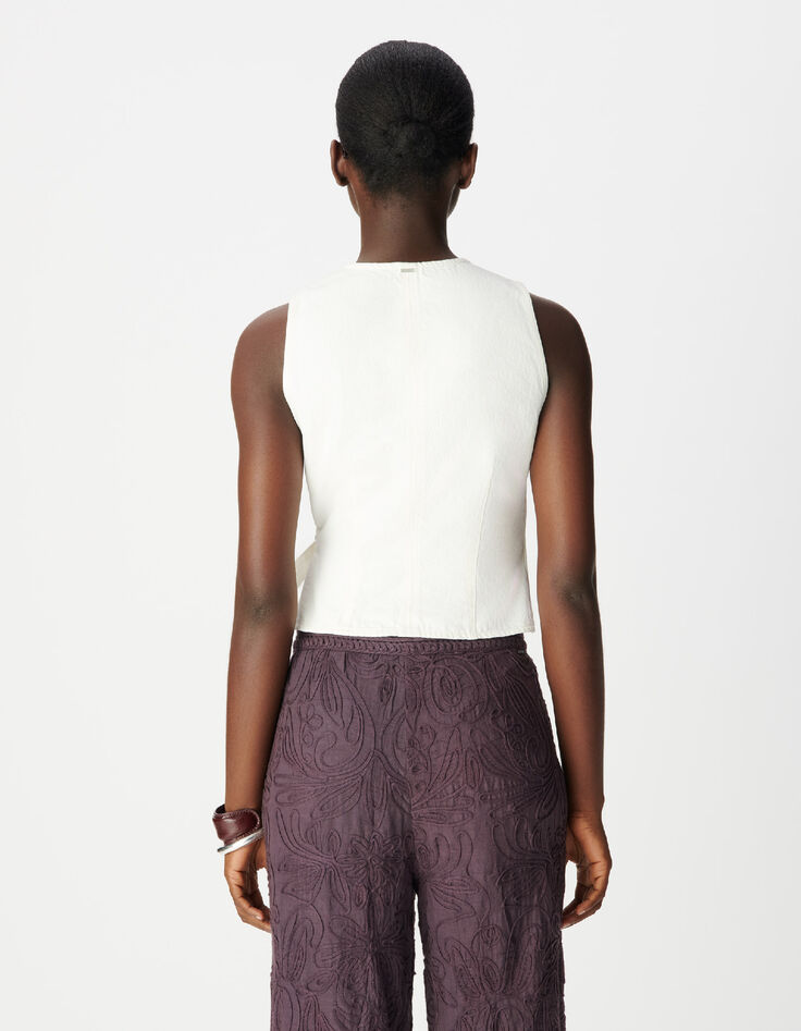 Women's ecru denim cross-over top-3