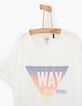 Tee-shirt blanc cassé avec triangle fille-3