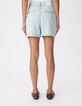 Short en jean bleu d&eacute;lav&eacute; maxi poches Femme-3