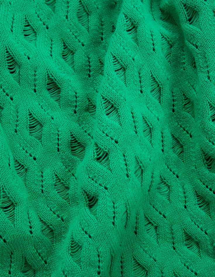 Camiseta menta punto calado mujer-8