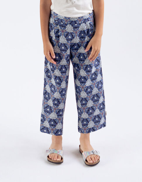 Girls' white trousers with graphic wax print - IKKS