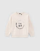 Beige sweater REFLECTERENDE rubber tekst jongens-2