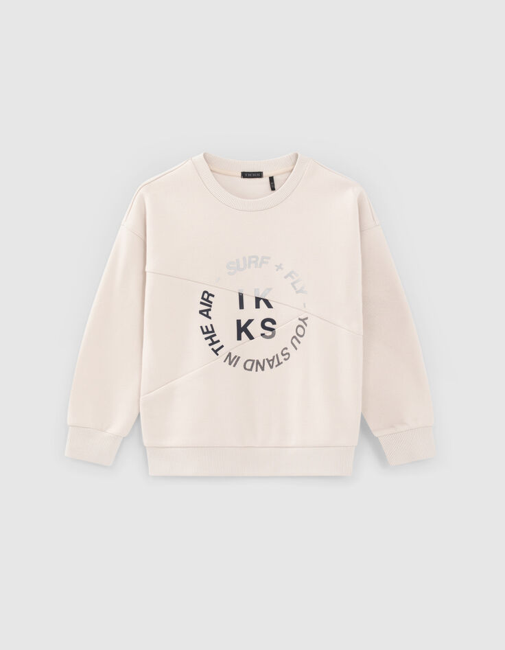 Beige sweater REFLECTERENDE rubber tekst jongens-2
