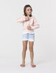 Rosa Mädchenstrickjacke, Zip, Stick, Kapuze-2