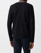 Men's fine-knit black sweater with rolled edges-4