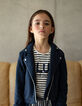 Veste navy esprit motard en molleton fille-1