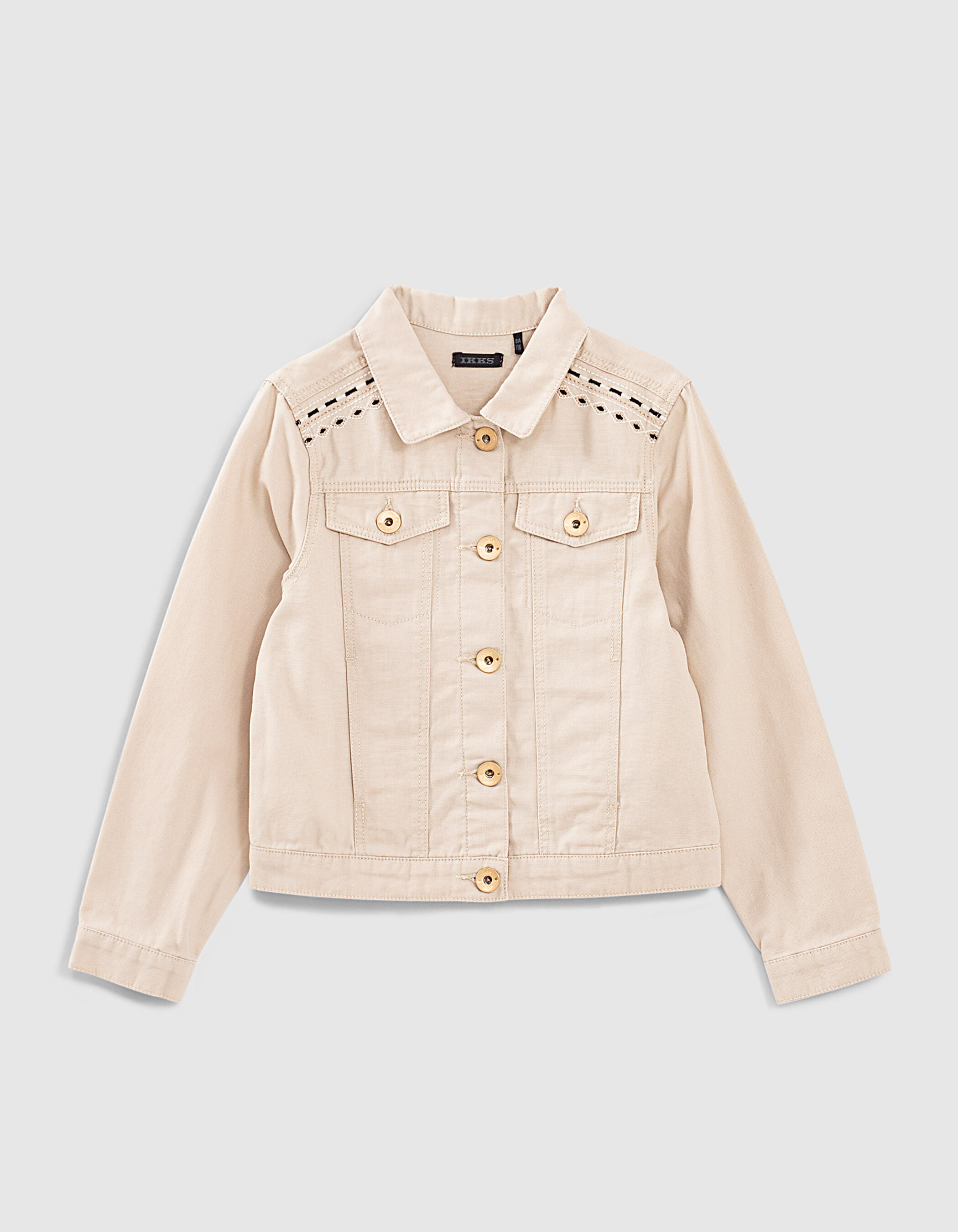 Sand coloured denim jacket top
