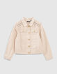 Veste en jean sable brodé fille-1