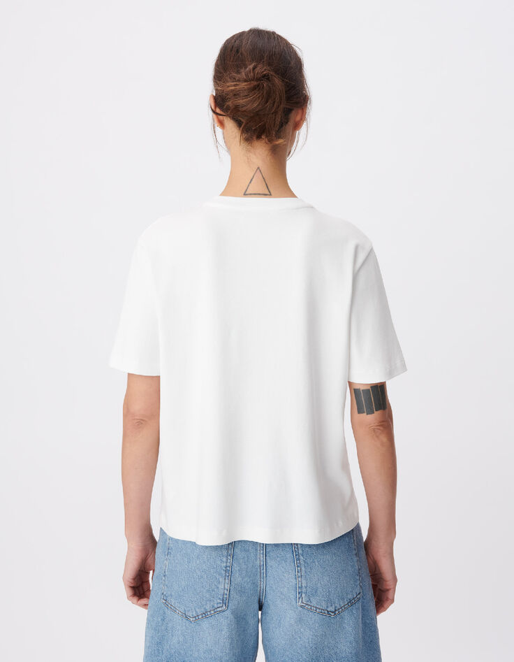 Wei&szlig;es Rundhals T-Shirt Damen mit Dosenmotiv-3