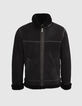 Bombardier noir en cuir retourn&eacute; Homme-6