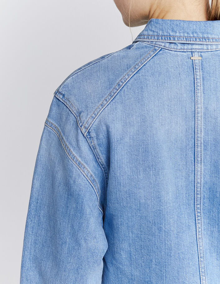Oversized jeansjasje detail epauletten en zakken dames-5