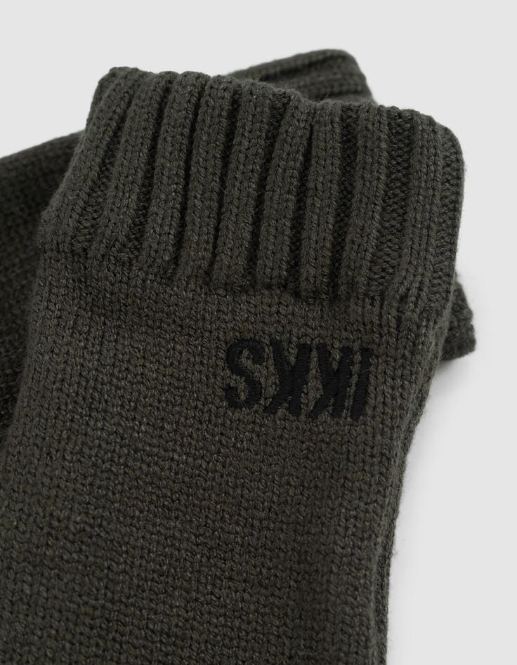 Jungen-Handschuhe Khaki, recycelter Strick,-5