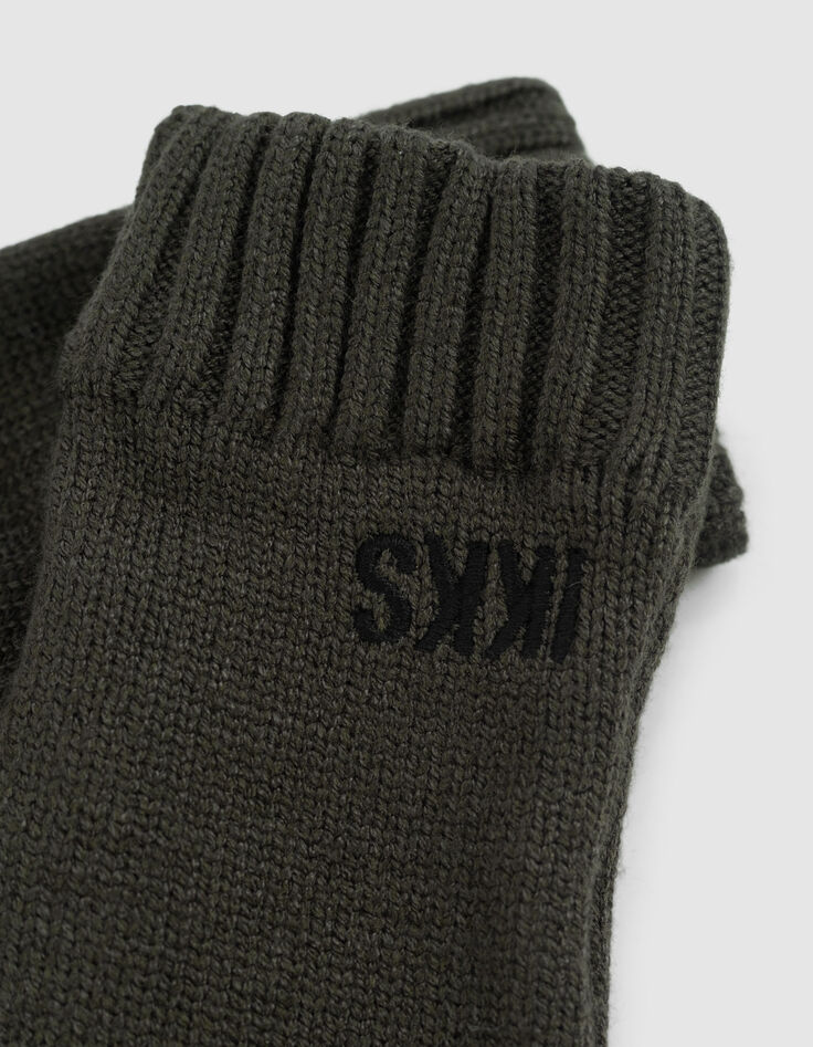 Jungen-Handschuhe Khaki, recycelter Strick,-5 Jungen-Handschuhe Khaki, recycelter Strick,-5