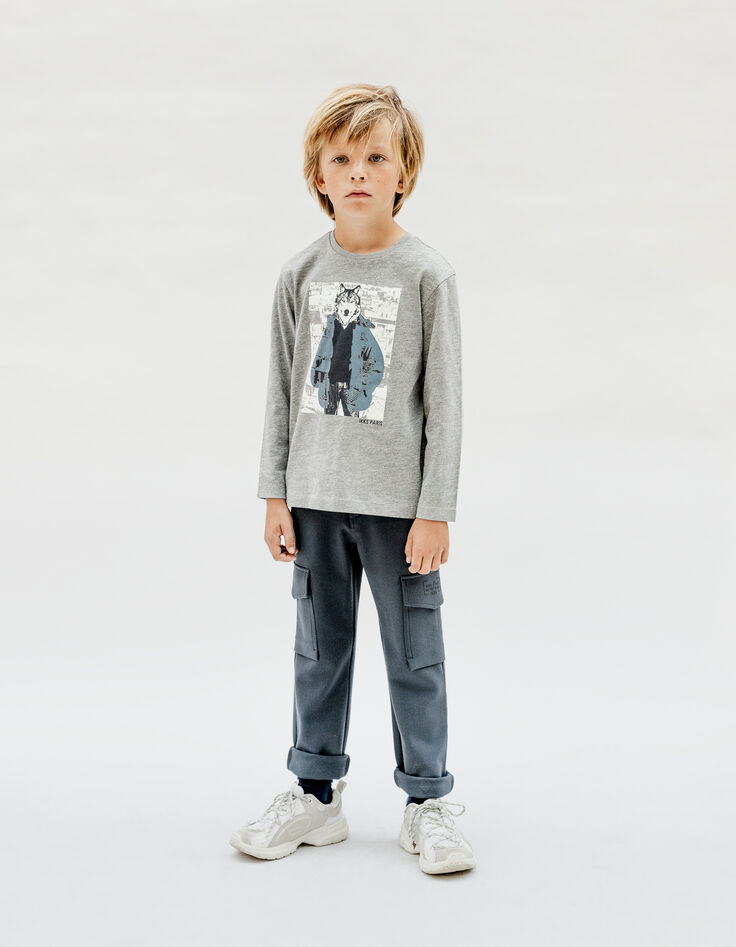 Grijze CHINO gevechtsbroek voor jongens-1