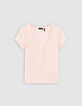 Roze T-shirt honingraattricot meisjes-3