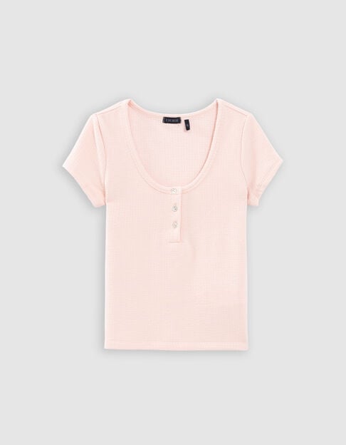 Roze T-shirt honingraattricot meisjes - IKKS
