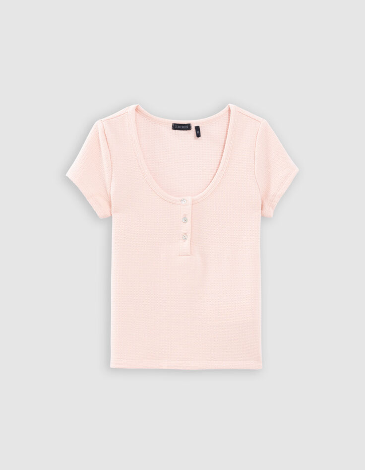 Roze T-shirt honingraattricot meisjes-3