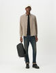 Chemise regular beige coton bio motif carreaux Homme-1