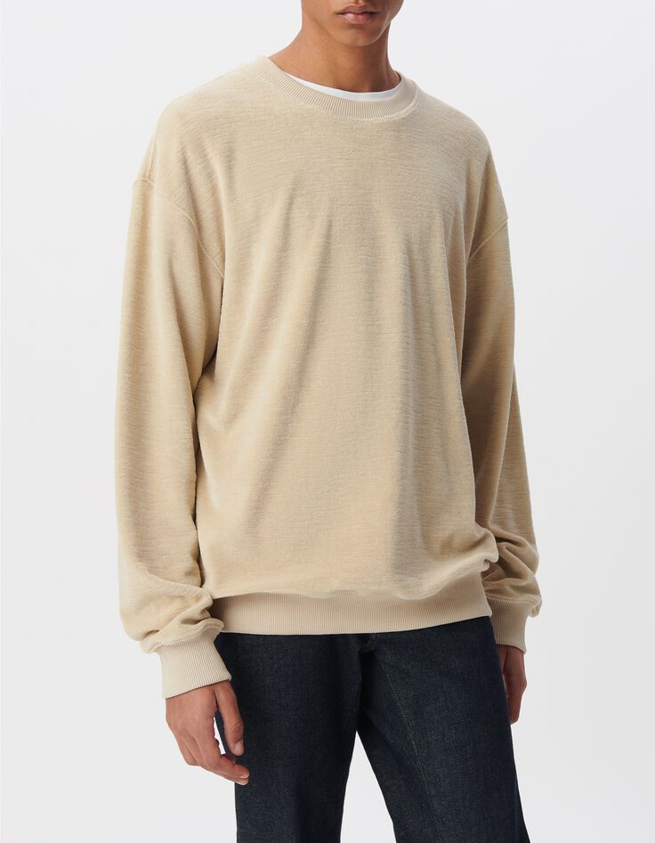Herrensweatshirt, beige, Bio-Baumwollfrottee-2