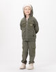 Cardigan à capuche zippé kaki poches bi-matières garçon-9 Cardigan à capuche zippé kaki poches bi-matières garçon-9