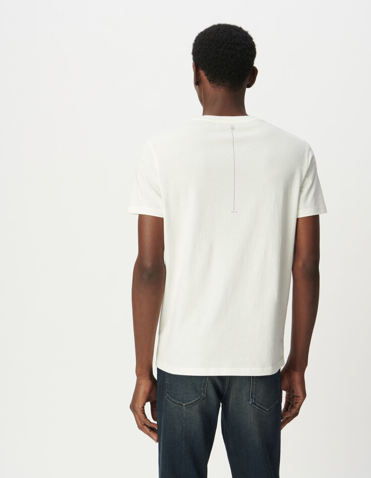 Weißes Herren-T-Shirt kurze Ärmel Handmotiv-3
