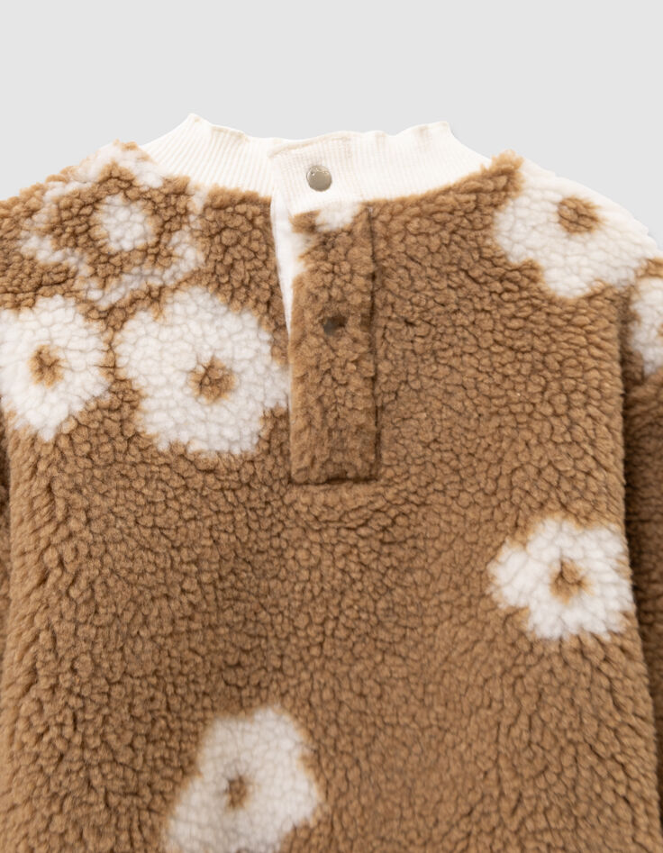 Beiges Sherpa-Mädchensweatshirt mit Blumenmotiv-5 Beiges Sherpa-Mädchensweatshirt mit Blumenmotiv-5