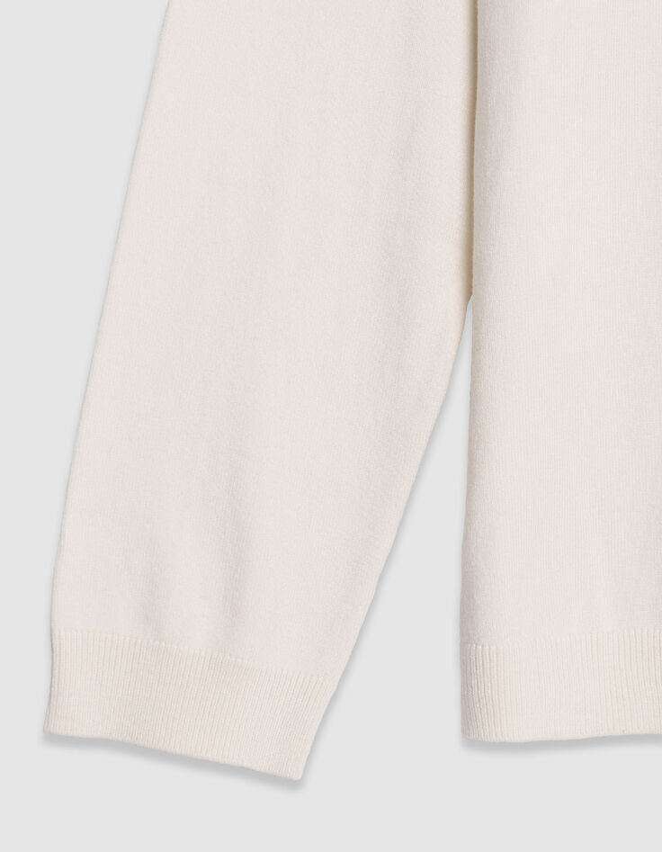 Women's white knitted V-neck studded sweater-8