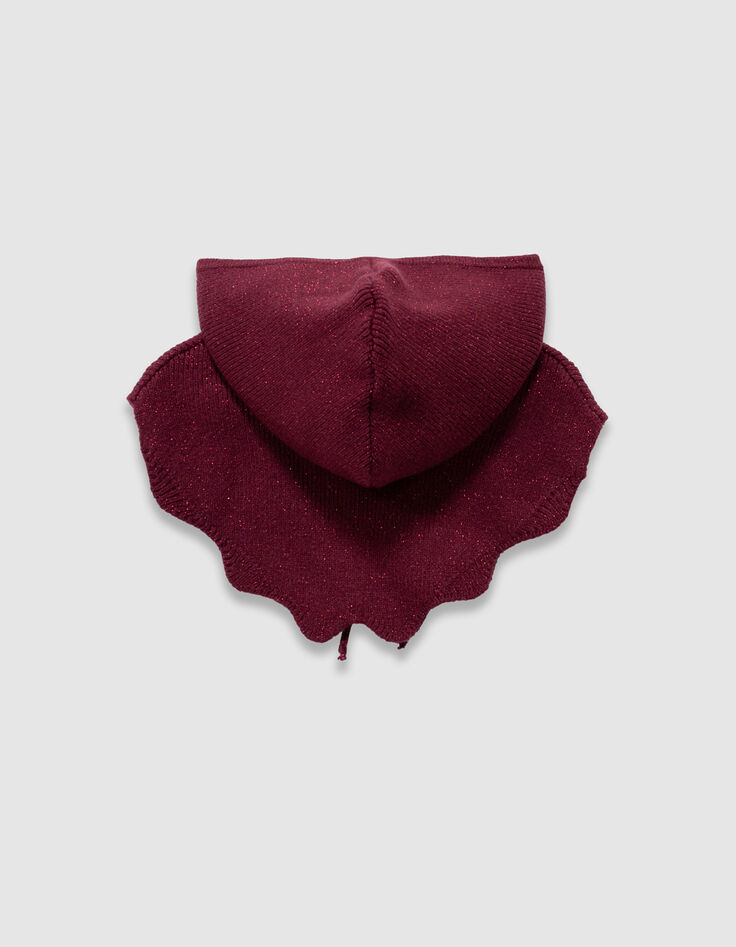 Girls’ pink glittery knit cowl with bow decor-3