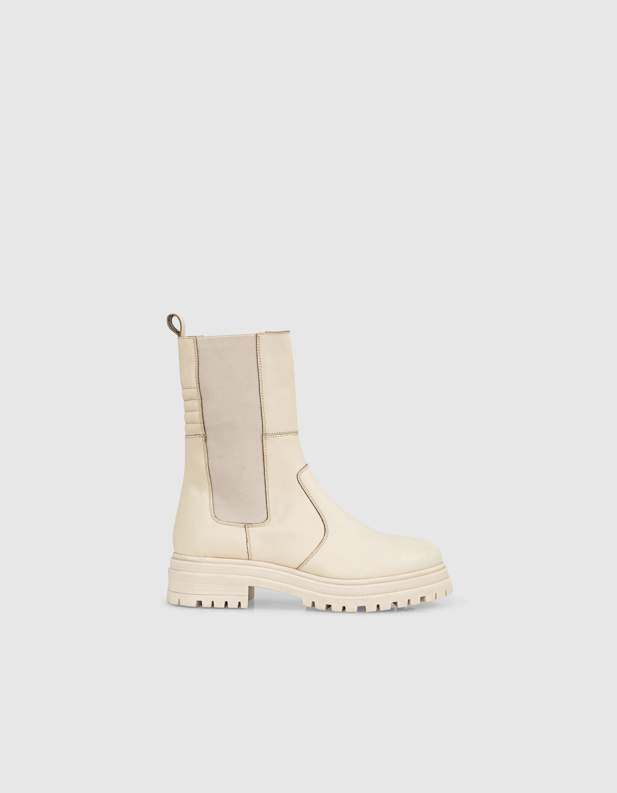 Hoge Chelsea boots in wit leer, profielzool dames