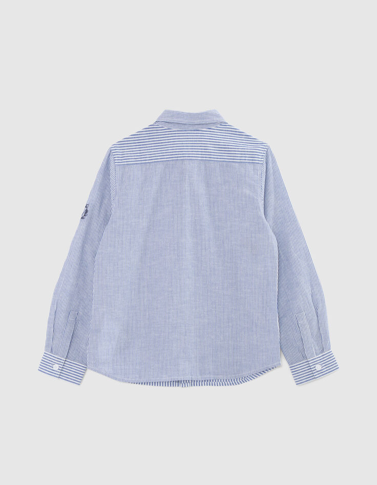 Camisa azul rayas blancas y bordados niño-4