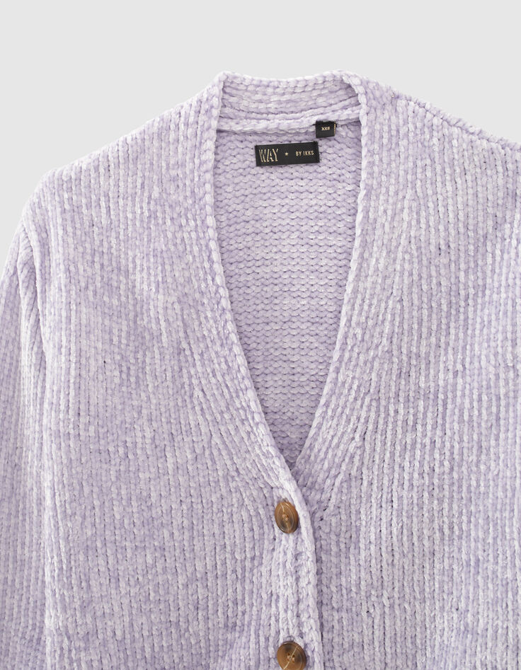 Lila vest chenilletricot meisjes -3
