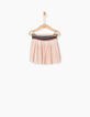 Jupe plissée rose en velours bébé fille-1