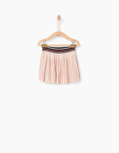 Jupe plissée rose en velours bébé fille - IKKS