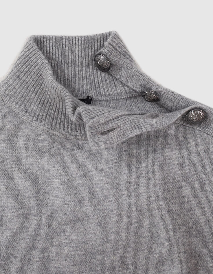 Robe grise tricot boutons gravés sur l'épaule Femme-5