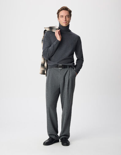 Jersey gris cuello alto 100 % lana para hombre - IKKS