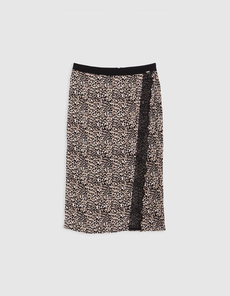 Schwarzer Damenrock mit Leo-Rock-Print-6