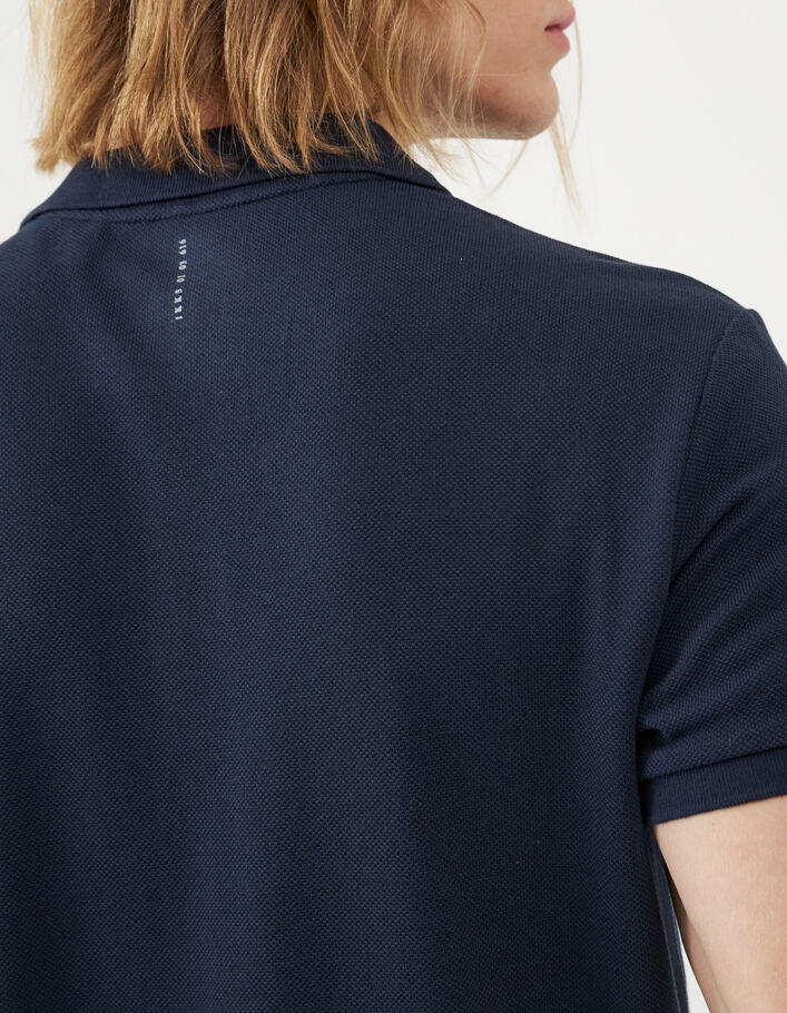 Marineblaues Herren-Poloshirt aus SEAWOOL® Piqué - IKKS