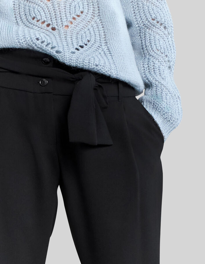 Pantalón de crepé negro talle alto mujer-4