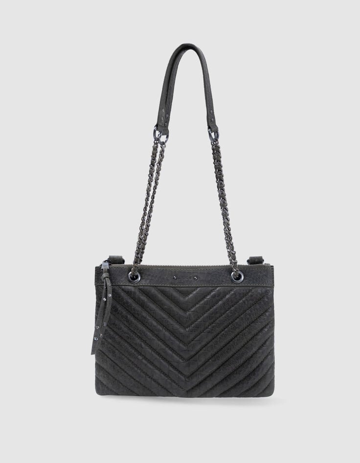 Sac pochette 1440 Reporter kaki cuir effet croco Femme-1 Sac pochette 1440 Reporter kaki cuir effet croco Femme-1