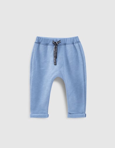Baby’s medium blue organic sweatshirt fabric trousers - IKKS