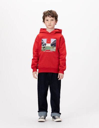 Sweat à capuche rouge visuel lenticulaire garçon - IKKS