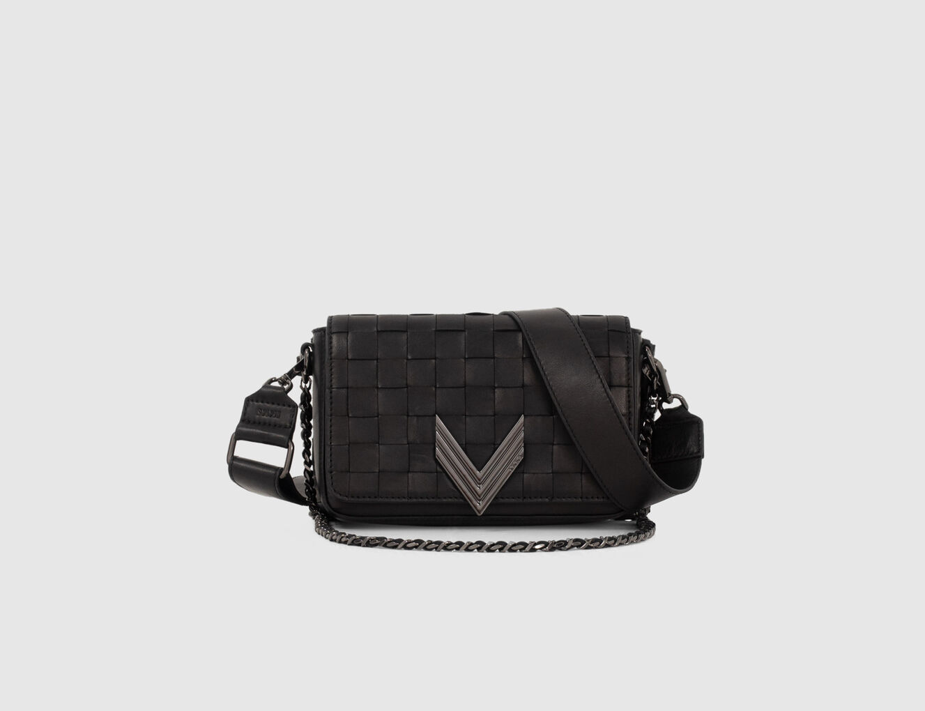 Bolso 111 TORINO cuero negro trenzado damero mujer - IKKS-7