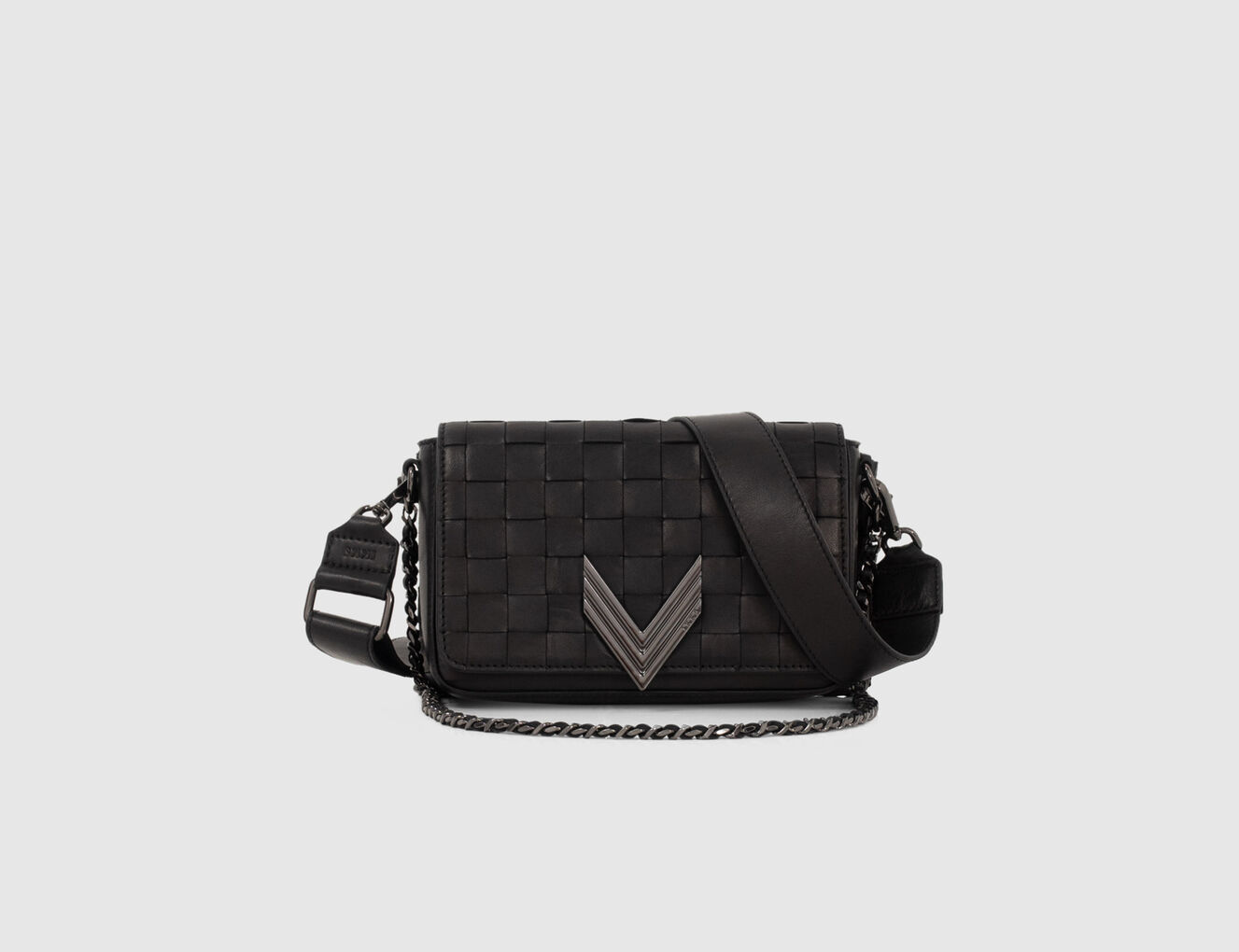 Women’s black checkerboard woven leather TORINO 111 bag - IKKS-7