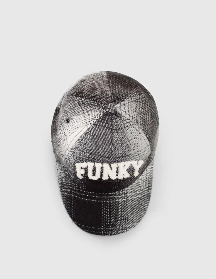 Casquette noire à carreaux message brodé fille-6