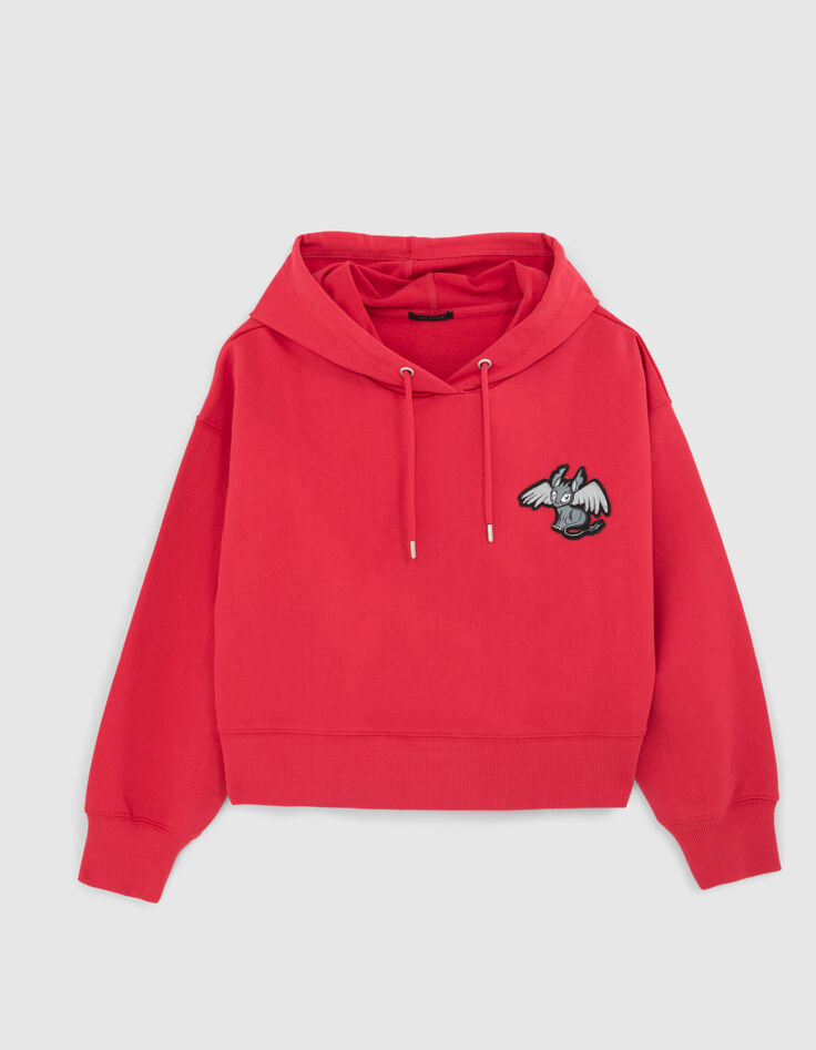 Women’s crimson red hoodie with embroidered dragon-6