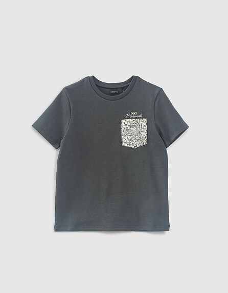 Boys’ lichen T-shirt with flowery pocket